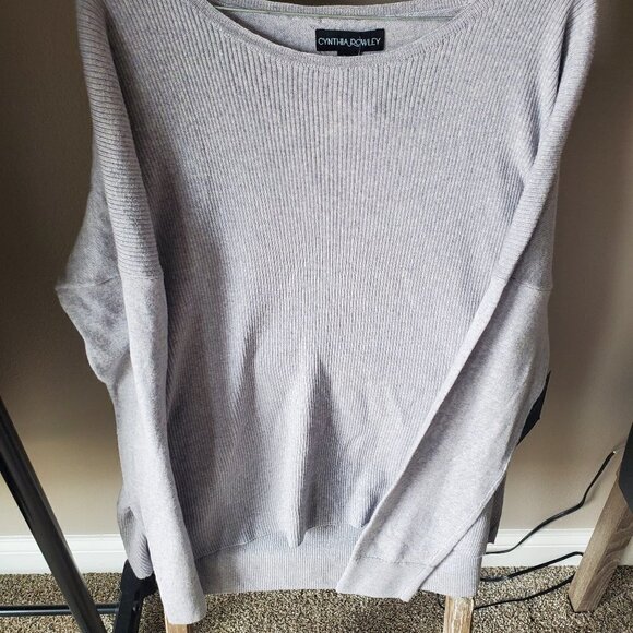 CYNTHIA ROWLEY GREY 100% EXTRAFINE MERINO WOOL . PULLOVER SWEATER SZ XL NWT. - Picture 1 of 6